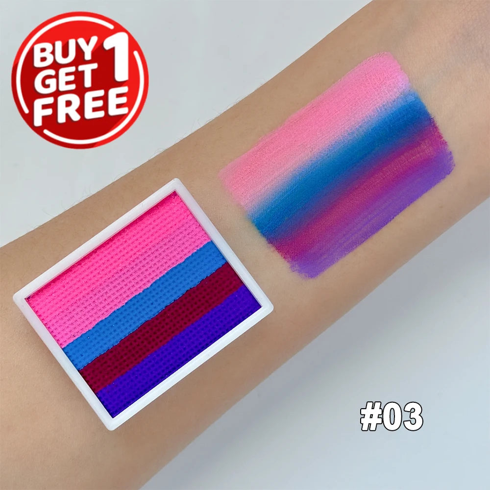 2pcs Rainbow Face & Body Paint,8g Split Cake Non-Toxic Paint Makeup Palette-Vibrant Mixed Colors For Festivals,Butterfly Makeup