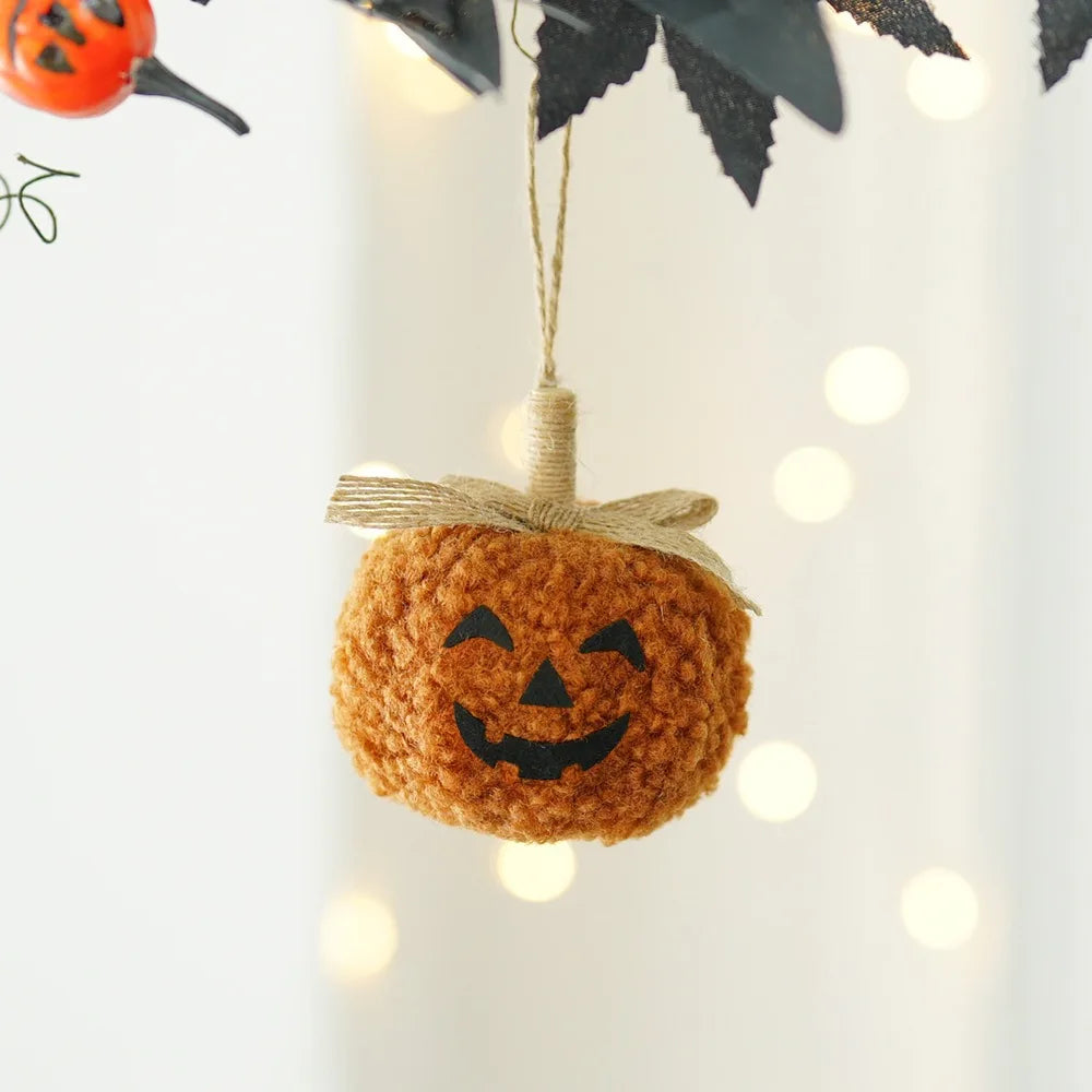 Funny Halloween Hanging Pendant Cute Soft Pumpkin Face Doll Ornament Flocking Fabric Pumpkin Halloween Decoration