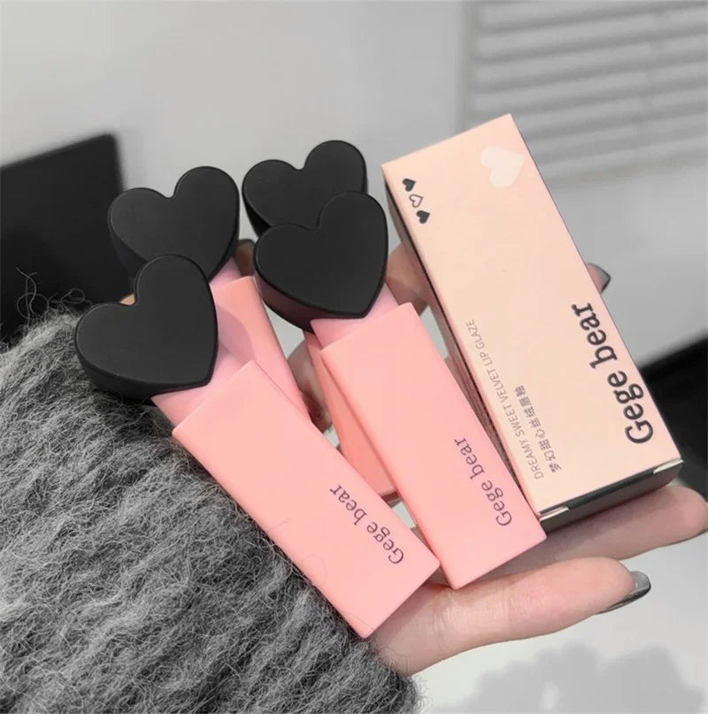 Dream Love Heart Lipstick Velvet Matte Lip Mud Clay Lip Gloss Liquid Lip Tint Cream Pigment Long Lasting Silky Lips Cosmetics