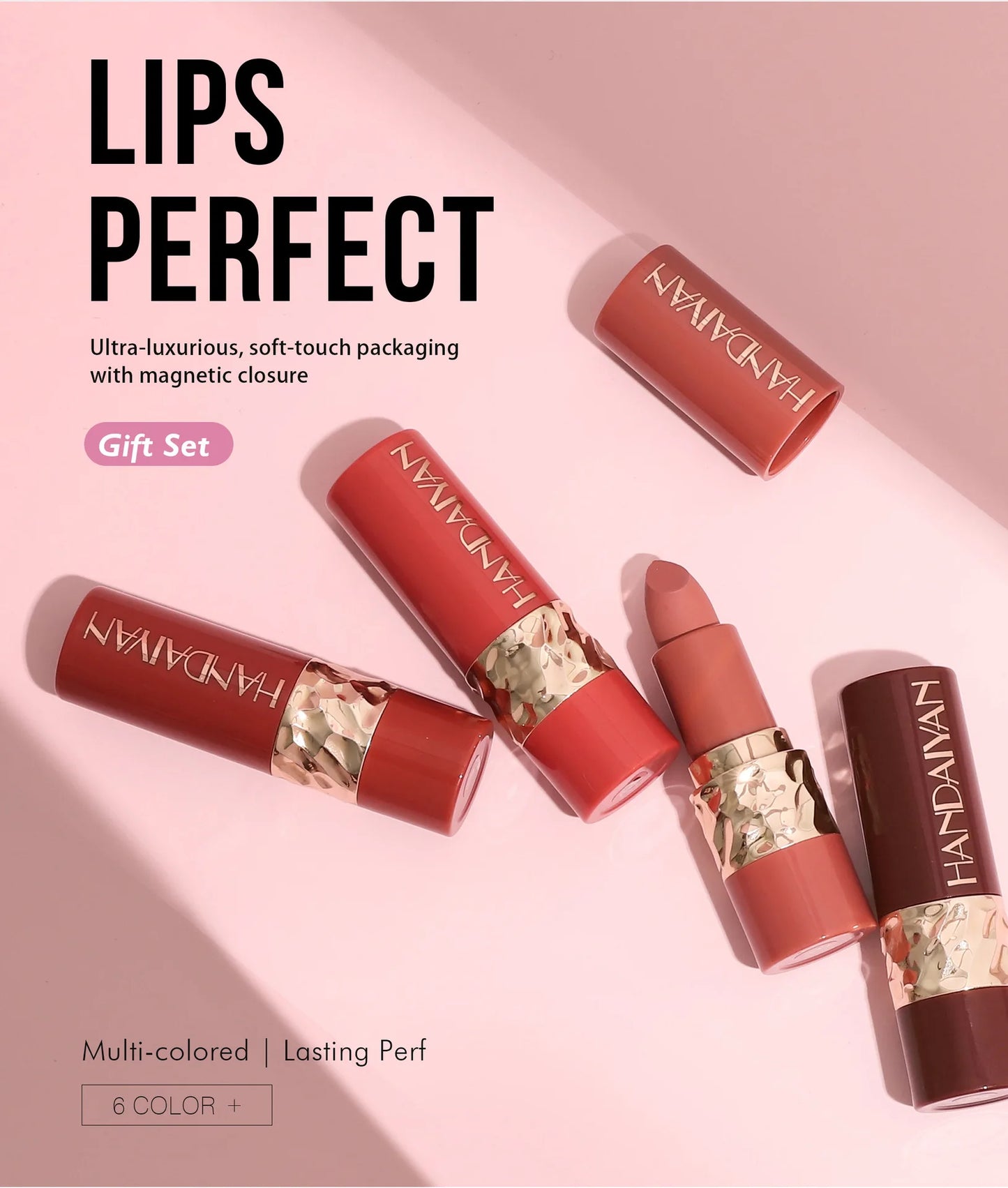 6PCS Velvet Matte Lipstick Set Highly Pigmented Long Lasting Non Drying Silky Smooth Lip Makeup Gift Box For Women