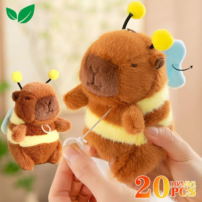 Cute Cartoon Capybara Pendant Capybara Drawing Jitterbug Wings Bee Water Dolphin Keychain  Plush Bee  Doll Bag Hanging Ornaments