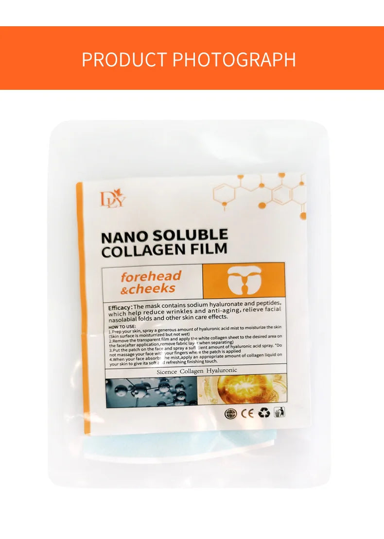 3/4pcs Soluble Collagen Film Paper Full Facial Mask Cloth Anti-Aging Soluble Water Face Filler Collagen Fiming Lifting Face Care