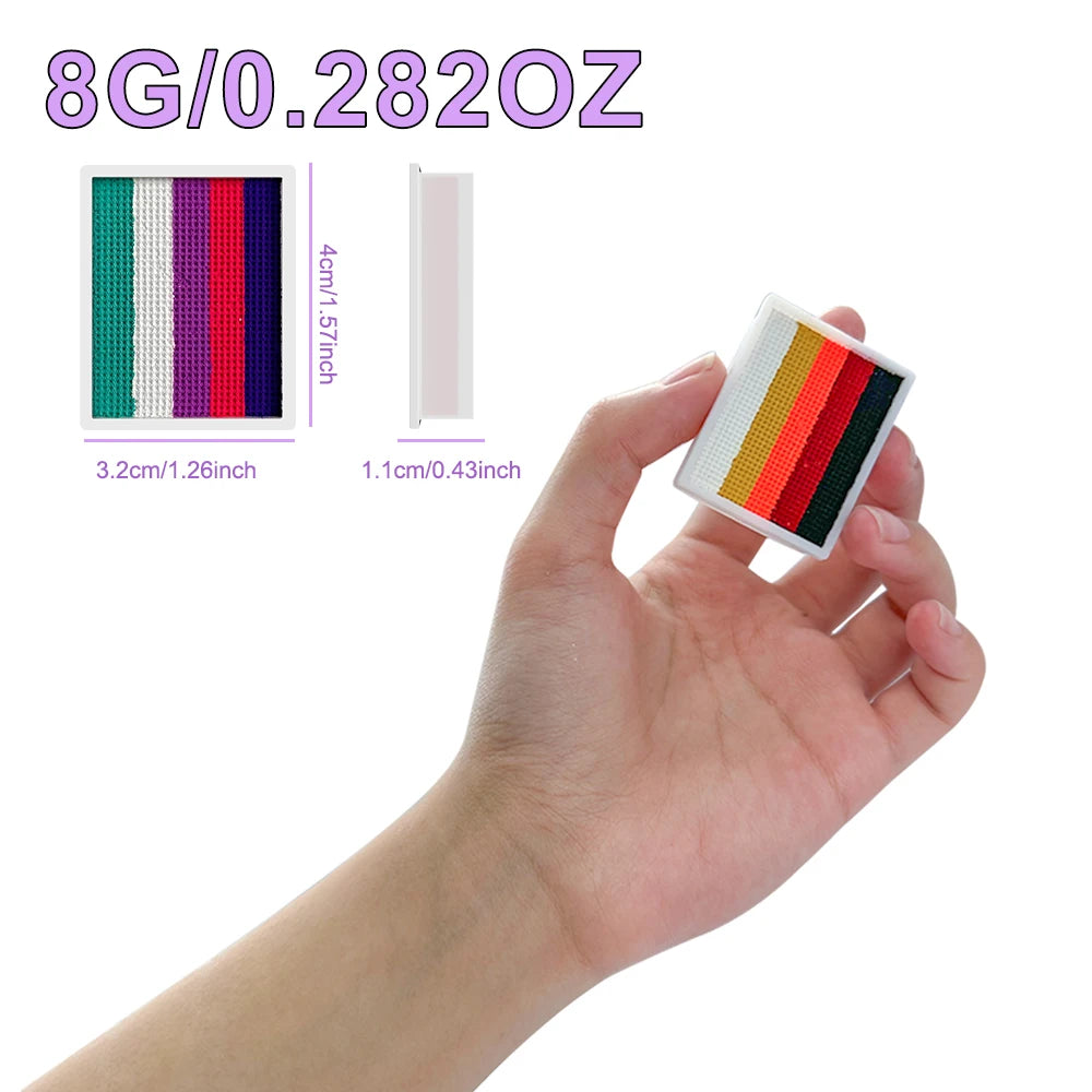 2pcs Rainbow Face & Body Paint,8g Split Cake Non-Toxic Paint Makeup Palette-Vibrant Mixed Colors For Festivals,Butterfly Makeup