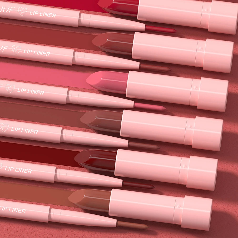 Red Brown Matte Lipstick Lip Liner Set Waterproof Long Lasting Hydrating Non Sticky Contour Lip Makeup