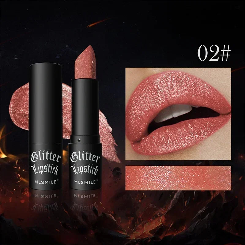 MLSMILE Multi-Color Non-stick Cup Matte Lipstick Lasting Easy Color Black Diamond Lipstick Shimmer Lip Gloss Dark Halloween Look