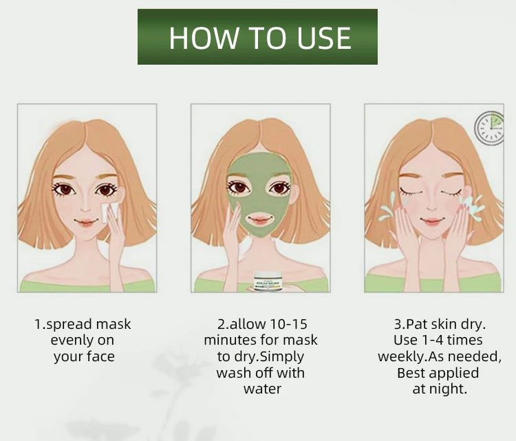 Tea Tree Face Masks Oil Control Shrink Enlarged Pores Blackhead Remover Nourishing Facial Cleansing Clay Mask Skin Care Beauty