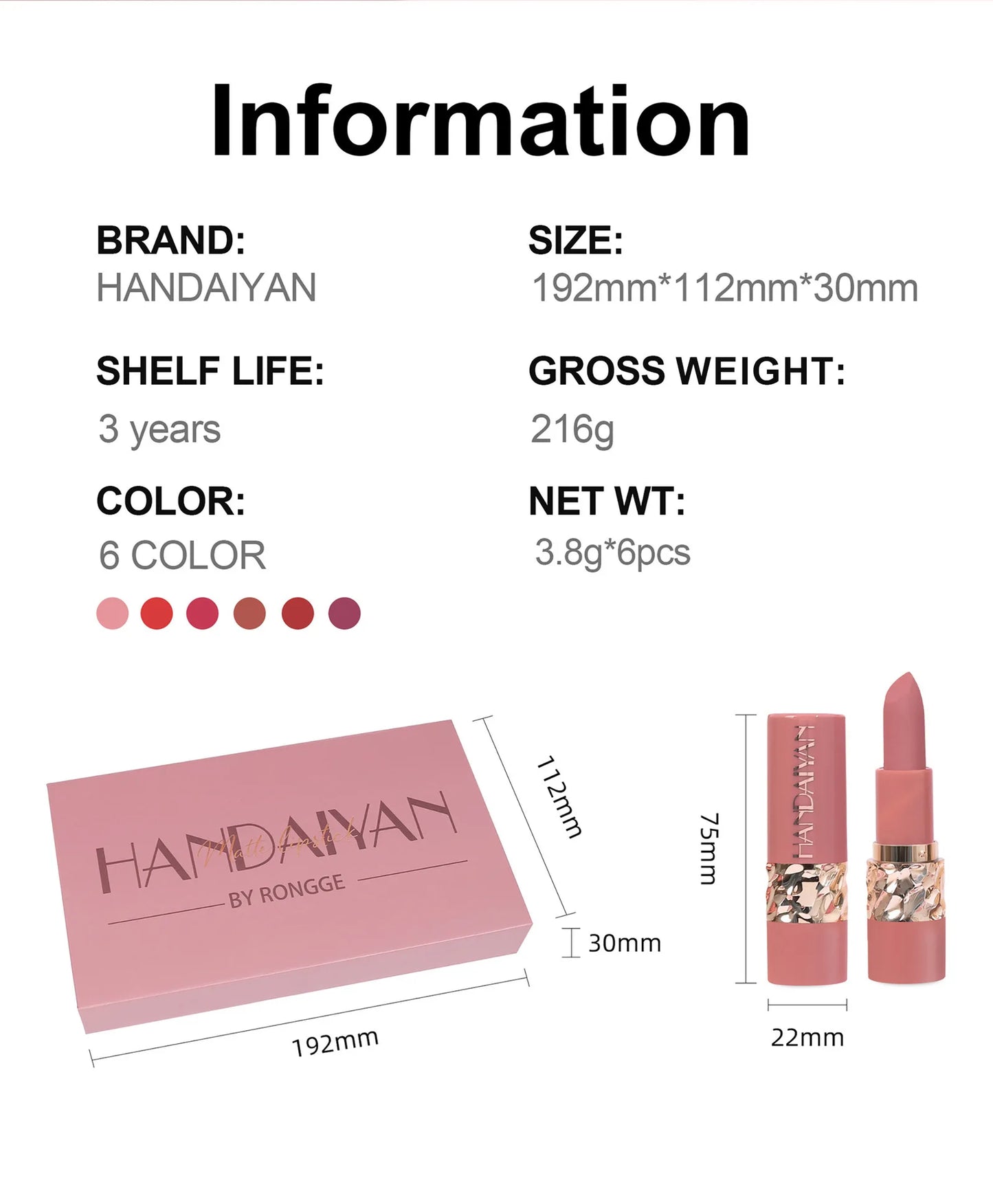 6PCS Velvet Matte Lipstick Set Highly Pigmented Long Lasting Non Drying Silky Smooth Lip Makeup Gift Box For Women