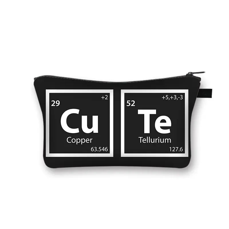 Periodic Table of Elements Print Cosmetic Case Science Chemistry Makeup Storage Pouch Beauty Bag Napkin Bag Lipstick Bag Gift