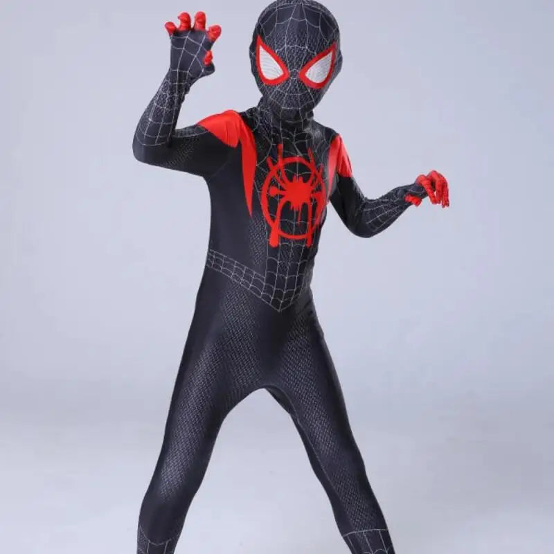 Superhero Spider Man Costume Jumpsuit Miles Spiderman Halloween Cosplay Costumes Bodysuit Head Cover Separation Party Set