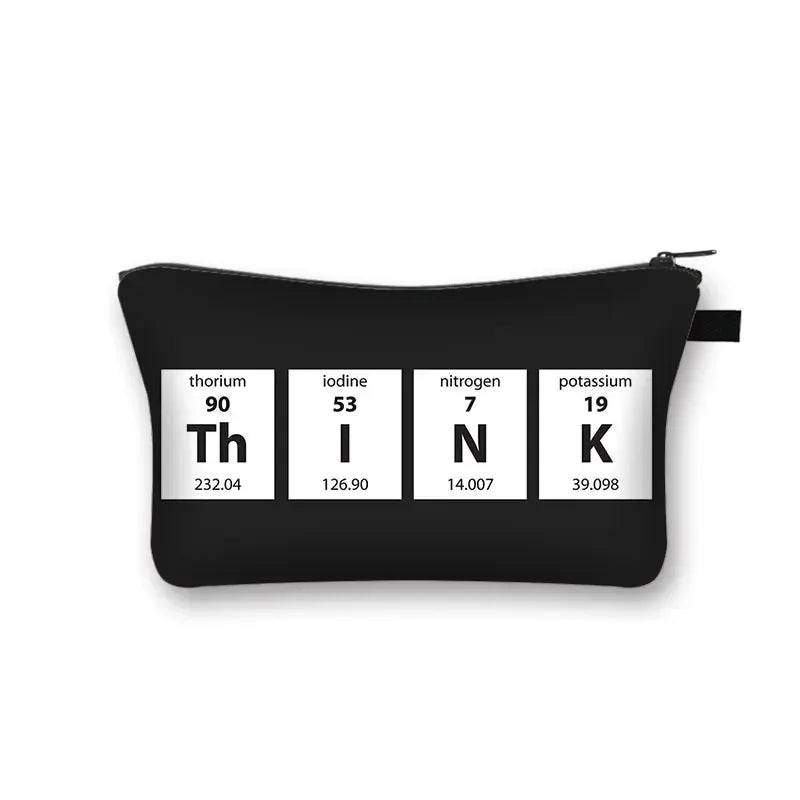 Periodic Table of Elements Print Cosmetic Case Science Chemistry Makeup Storage Pouch Beauty Bag Napkin Bag Lipstick Bag Gift