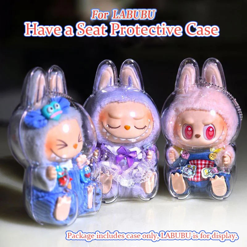 LABUBU Have A Seat Transparent Case Labubu Plastic Case Backpack Charms