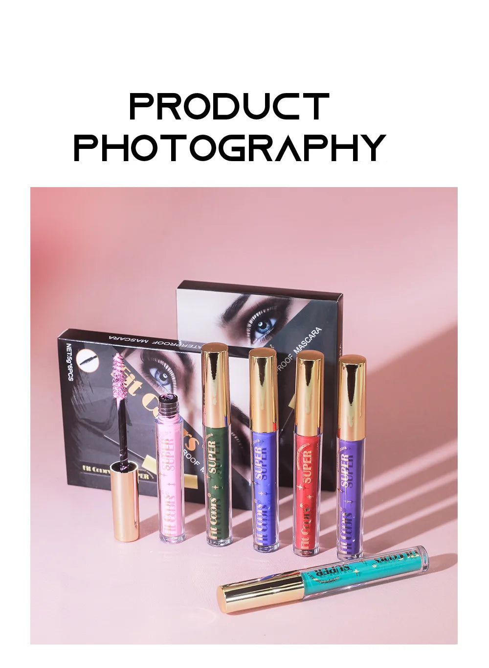 6 Color/Set Colored Mascara Cream Blue Green Lasting Waterproof Mascara Curling Eyelashes Thick Curl 3D Non-smudding Mascara