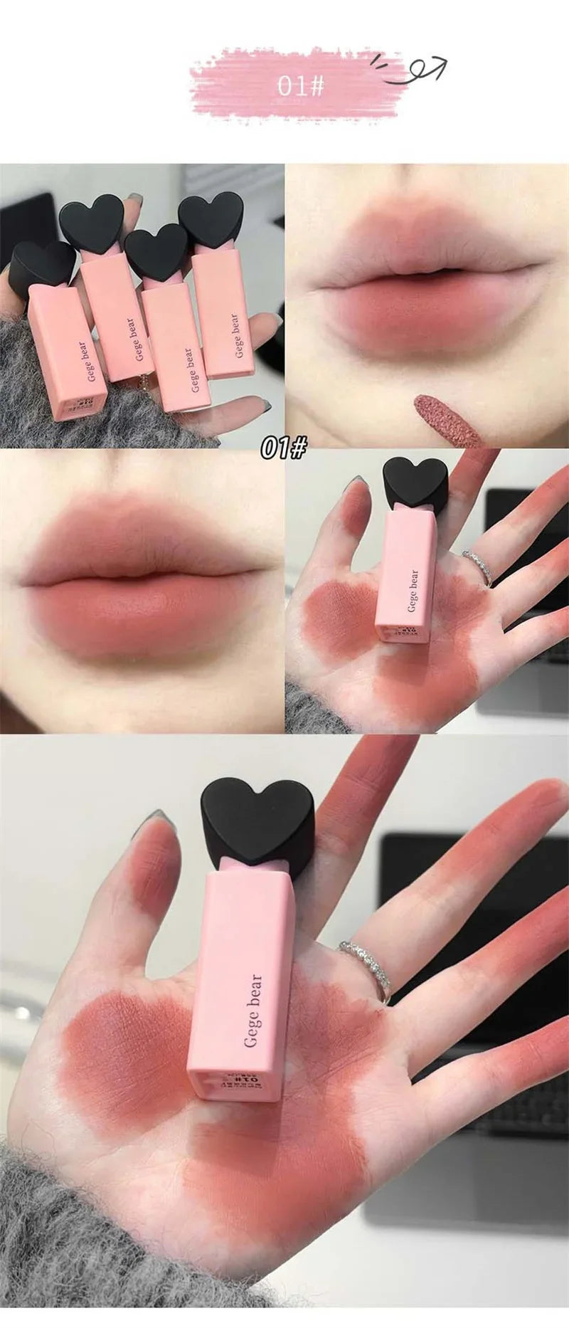 Dream Love Heart Lipstick Velvet Matte Lip Mud Clay Lip Gloss Liquid Lip Tint Cream Pigment Long Lasting Silky Lips Cosmetics