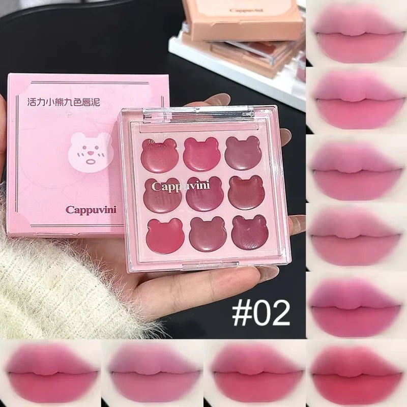 Purplish Orange Nine Colors Lip Mud Velvet Matte Lipstick Makeup Silky Mud Like Texture Lip Gloss Lips Cheeks Dual-use Cosmetics