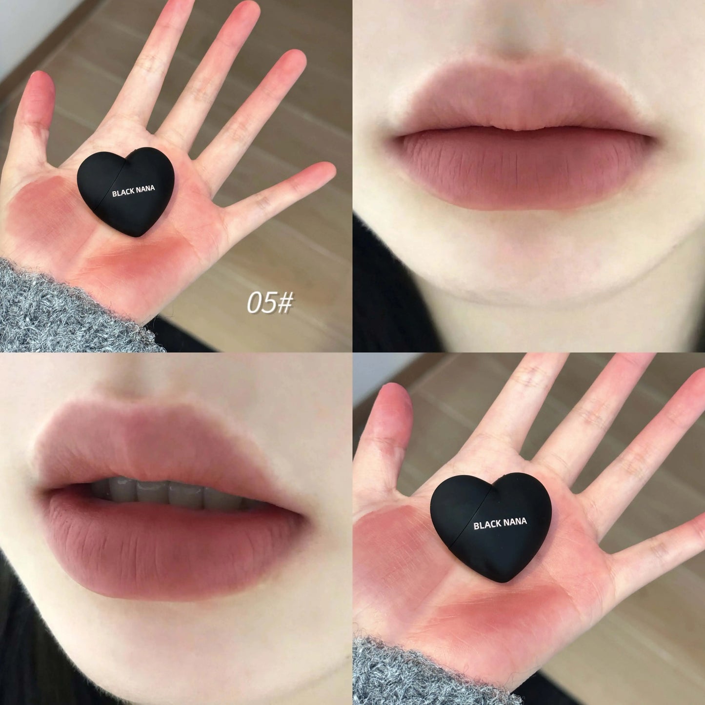 Black Silver Heart Lipstick Velvet Matte Lip Mud Clay Lip Gloss Liquid Lip Tint Cream Pigment Long Lasting Silky Lips Cosmetics