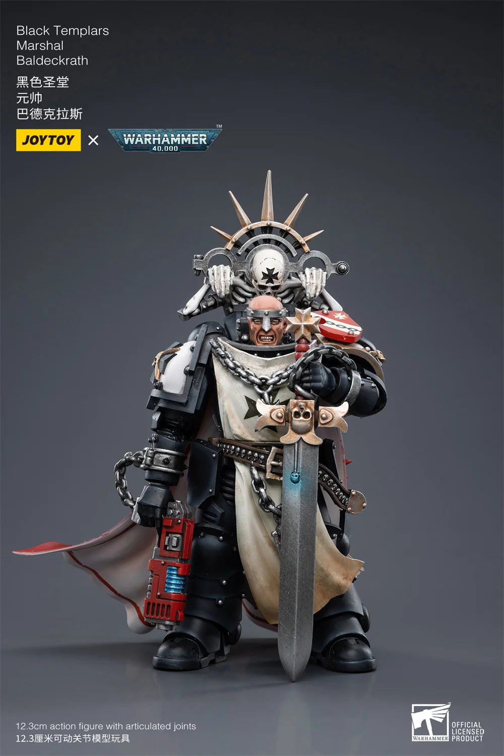 JOYTOY Warhammer 40K 1/18 Black Templar Legion Emperor Marshal Crusader Sword Brotherhood Mobile 12cm Action Body Soldier Model