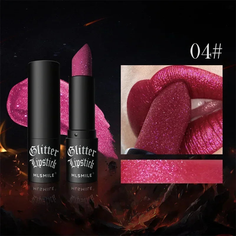 MLSMILE Multi-Color Non-stick Cup Matte Lipstick Lasting Easy Color Black Diamond Lipstick Shimmer Lip Gloss Dark Halloween Look
