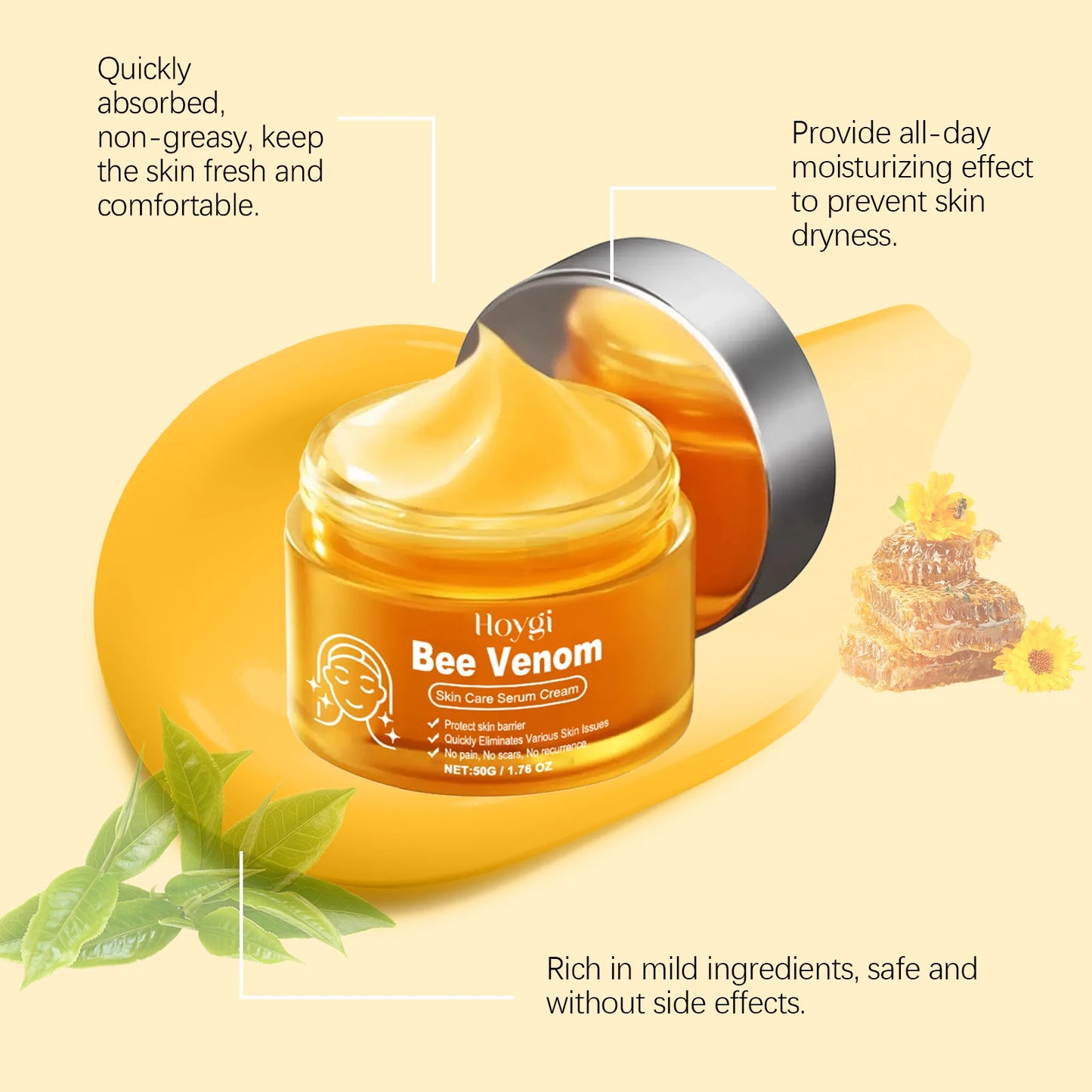 Bee Venom Skin Care Serum Cream Relieve Dry Skin Nourishing Skin Elastic Moisturizing Tightening Smoothing Brightening Cream