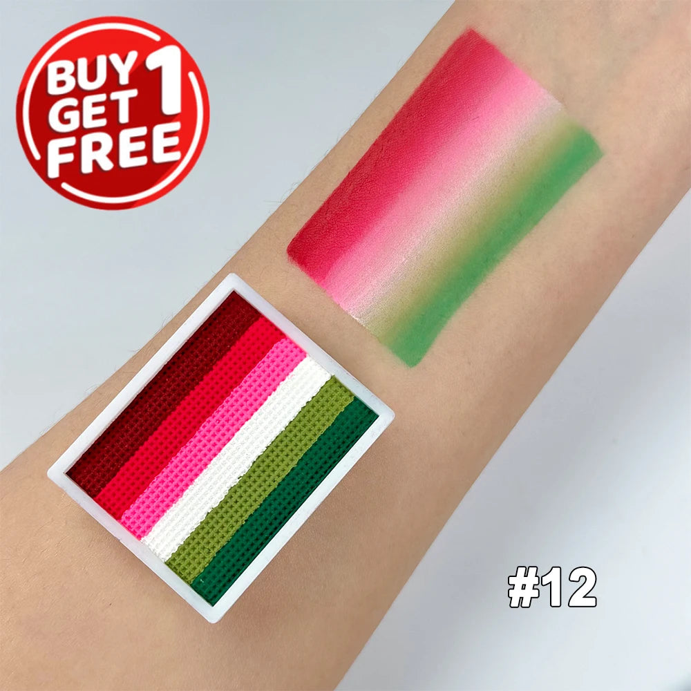 2pcs Rainbow Face & Body Paint,8g Split Cake Non-Toxic Paint Makeup Palette-Vibrant Mixed Colors For Festivals,Butterfly Makeup