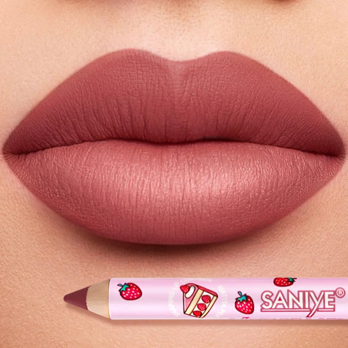 1pc Matte Lipstick & Liner Pen, Waterproof, Long-Lasting, Non-Stick, Berry Shades for All Skin Types, Makeup Pencils for Women