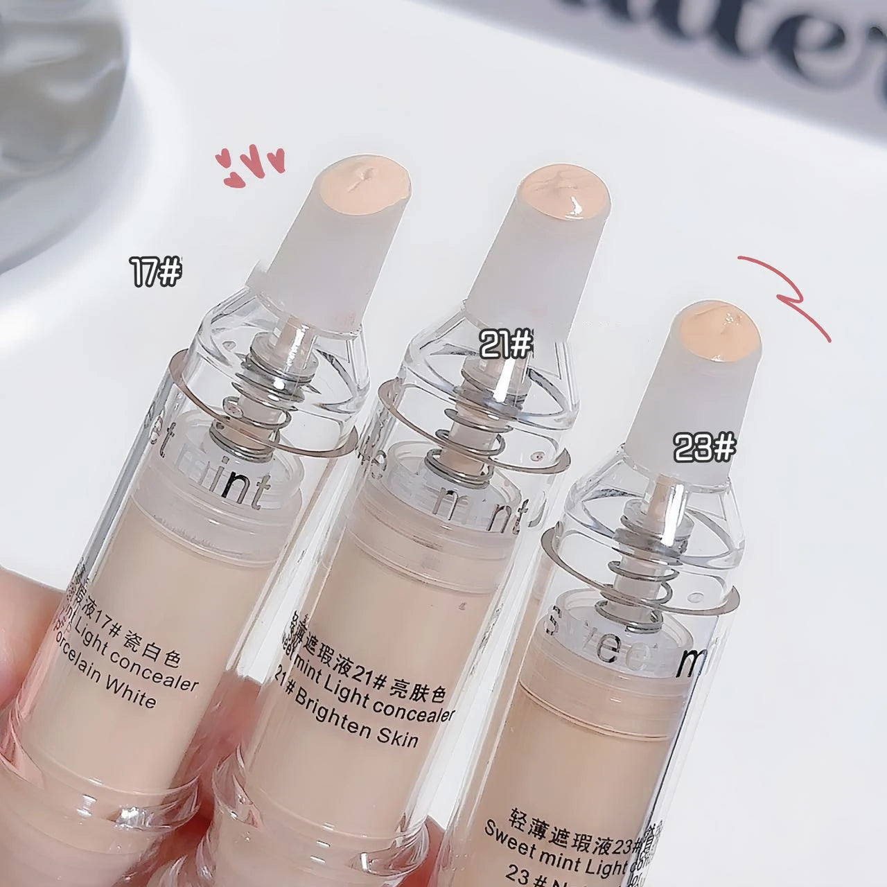 Porcelain White Light Concealer Pen Full Coverage Cover Dark Circles Acne Pores Press Concealer Matte Foundation Cream Cosmetic