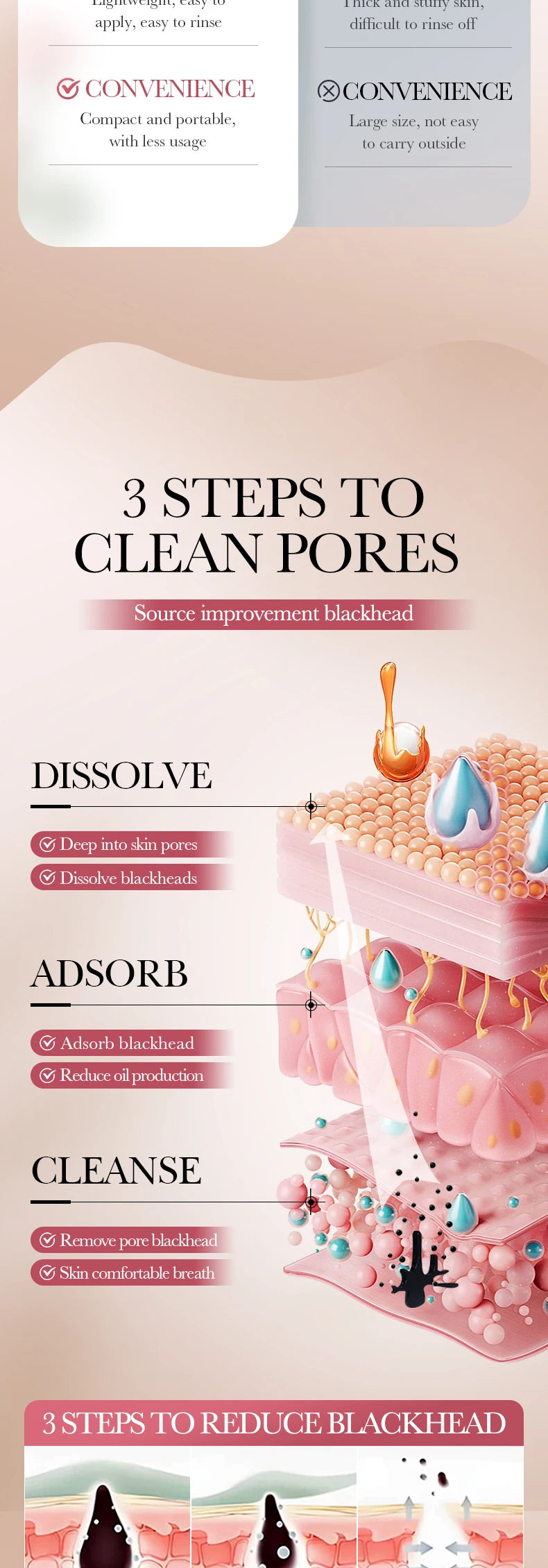 SADOER Rose Face Masks Stick Clay Mask Shrink Pores Deep Blackhead Remover Facial Cleansing Moisturizing