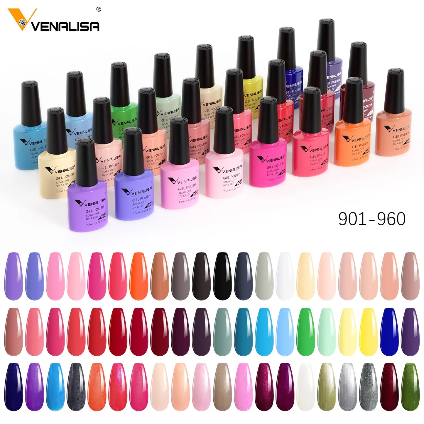 VENALISA Nail Gel Polish Semi Permanent Gellack Nail Art Salon TPO Free Glitter 7.5ml Soak off Organic UV LED Nail Gel Varnish