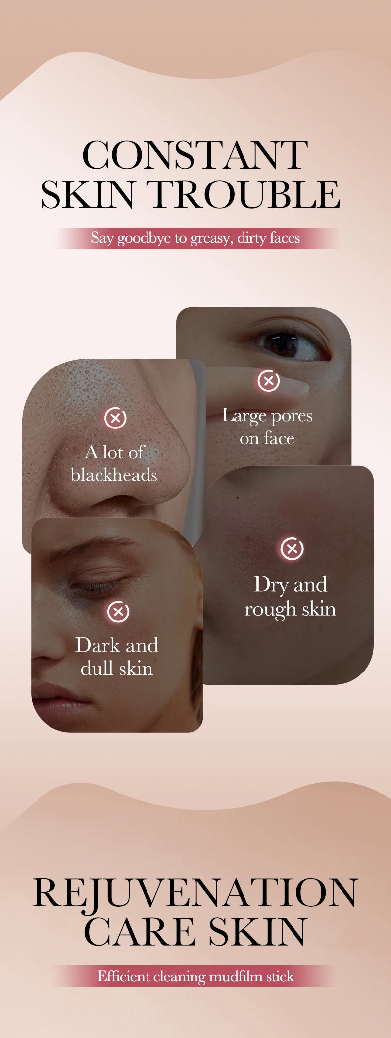 SADOER Rose Face Masks Stick Clay Mask Shrink Pores Deep Blackhead Remover Facial Cleansing Moisturizing