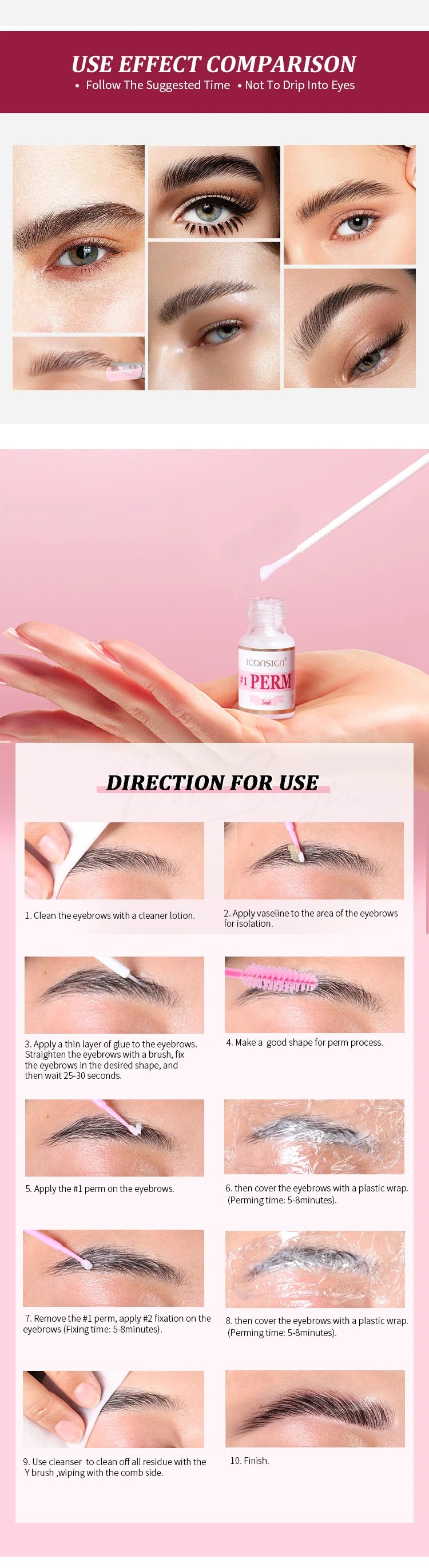 New DIY Brow Perm Eyebrow Lift 45-60 Days ICONSIGN Professional Brow Lifting Brow Perming Set Brow Beauty Makeup Tool Home Use