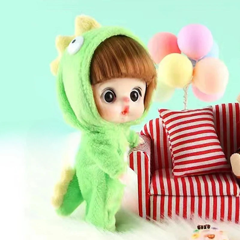 12cm Cute Mini Doll Animal Sleepwear Series Educational Toys DIY Dress Up Joints Dolls Birthday Gifts 3D Eyes