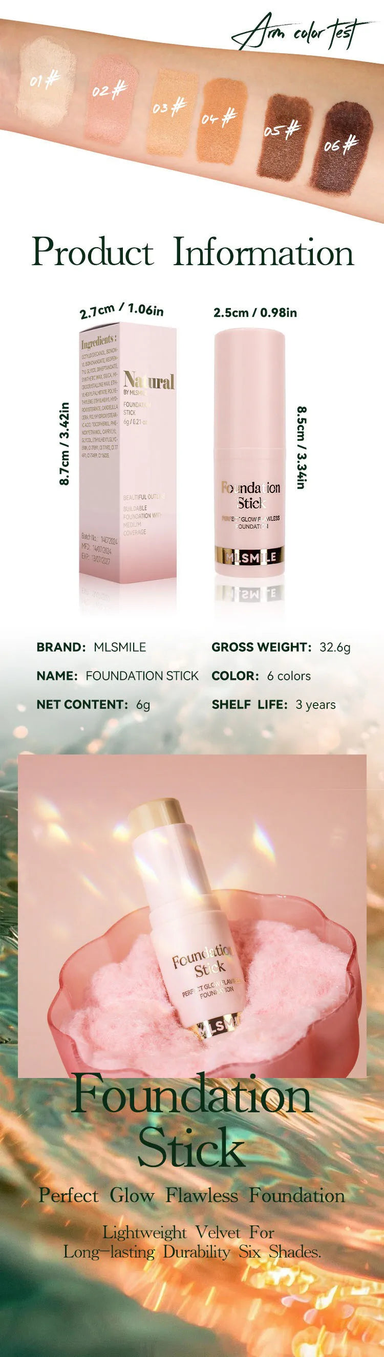 Matte Foundation Stick Oil Control Primer BB Cream Medium Coverage Light Bronzer Sculpt Face Outline Contour Brighten Concealer