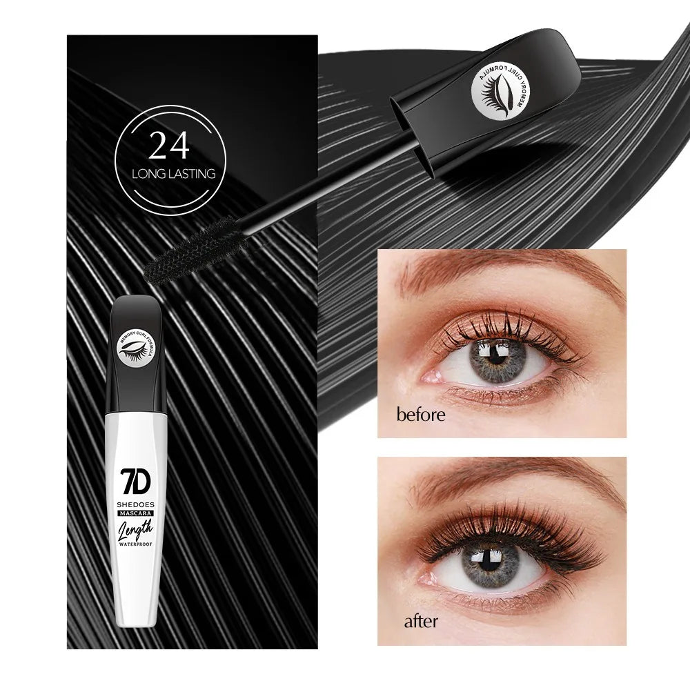 1/2/3PCS 7D Fiber Mascara Ultra Lengthening & Thickening Mascara Brush False Eyelash Effect Waterproof Mascara Black Fiber Masca