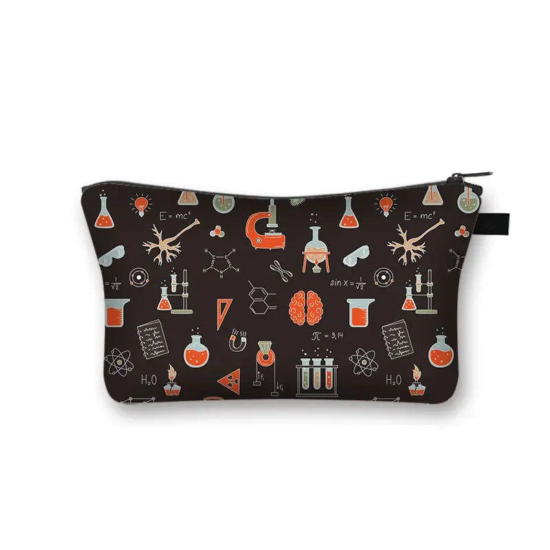 Periodic Table of Elements Print Cosmetic Case Science Chemistry Makeup Storage Pouch Beauty Bag Napkin Bag Lipstick Bag Gift