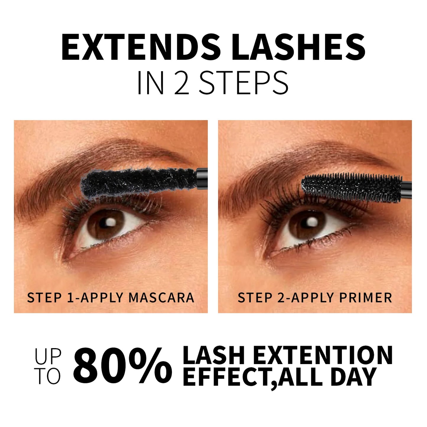 QIC Double In-one Mascara Silk Fiber Mascara Waterproof Mascara Eyelash Extension Black Thick Lengthening Eye Lashes Cosmetics