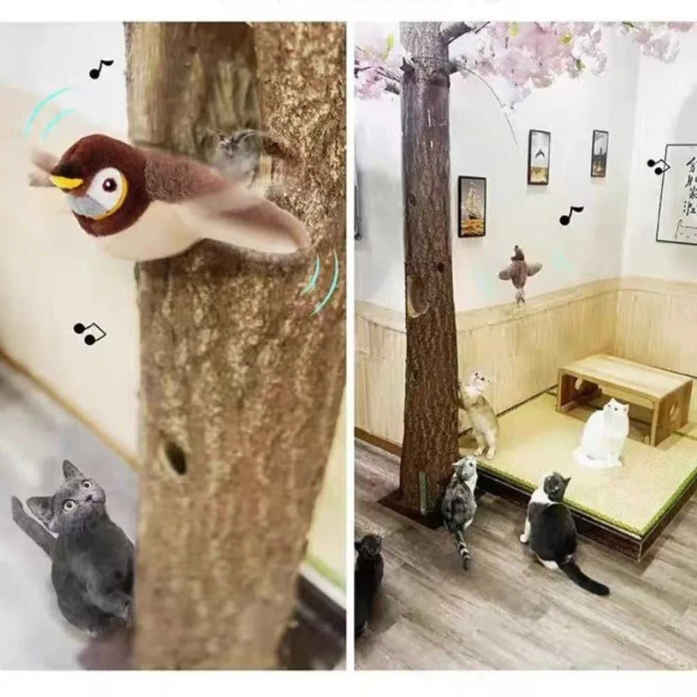 Simulated Bird Cat Toy Touch Sensitive Plush Toy Rechargeable Chirping Flapping Bird Cat Toy Touch Squeak Bird Plush Toy