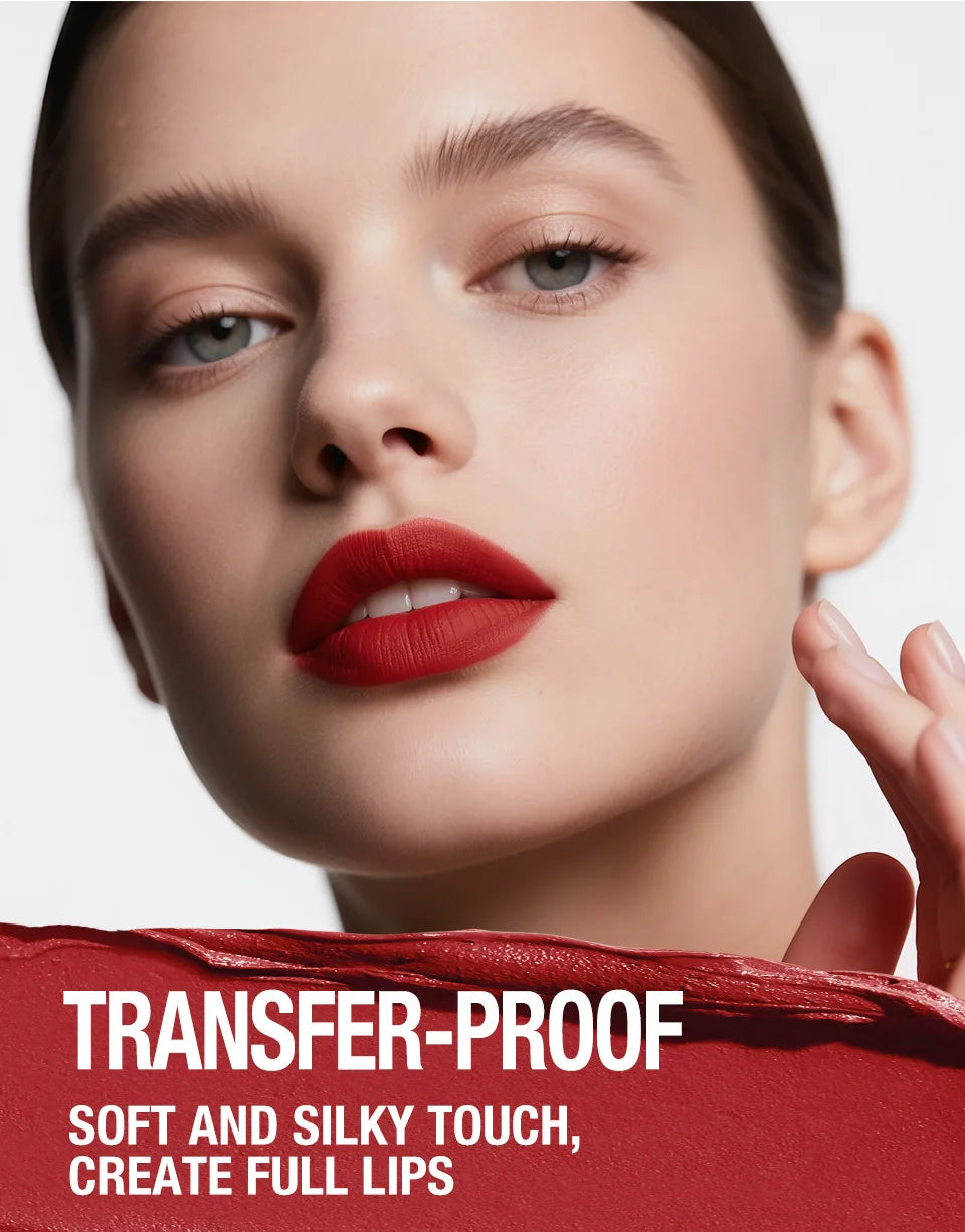 2Pcs/Set Matte Lipstick Lip Liner Pencil Non-Stick Cup Long-Lasting Velvet Red Lipstick Pen Smooth Lipliner Waterproof Makeup