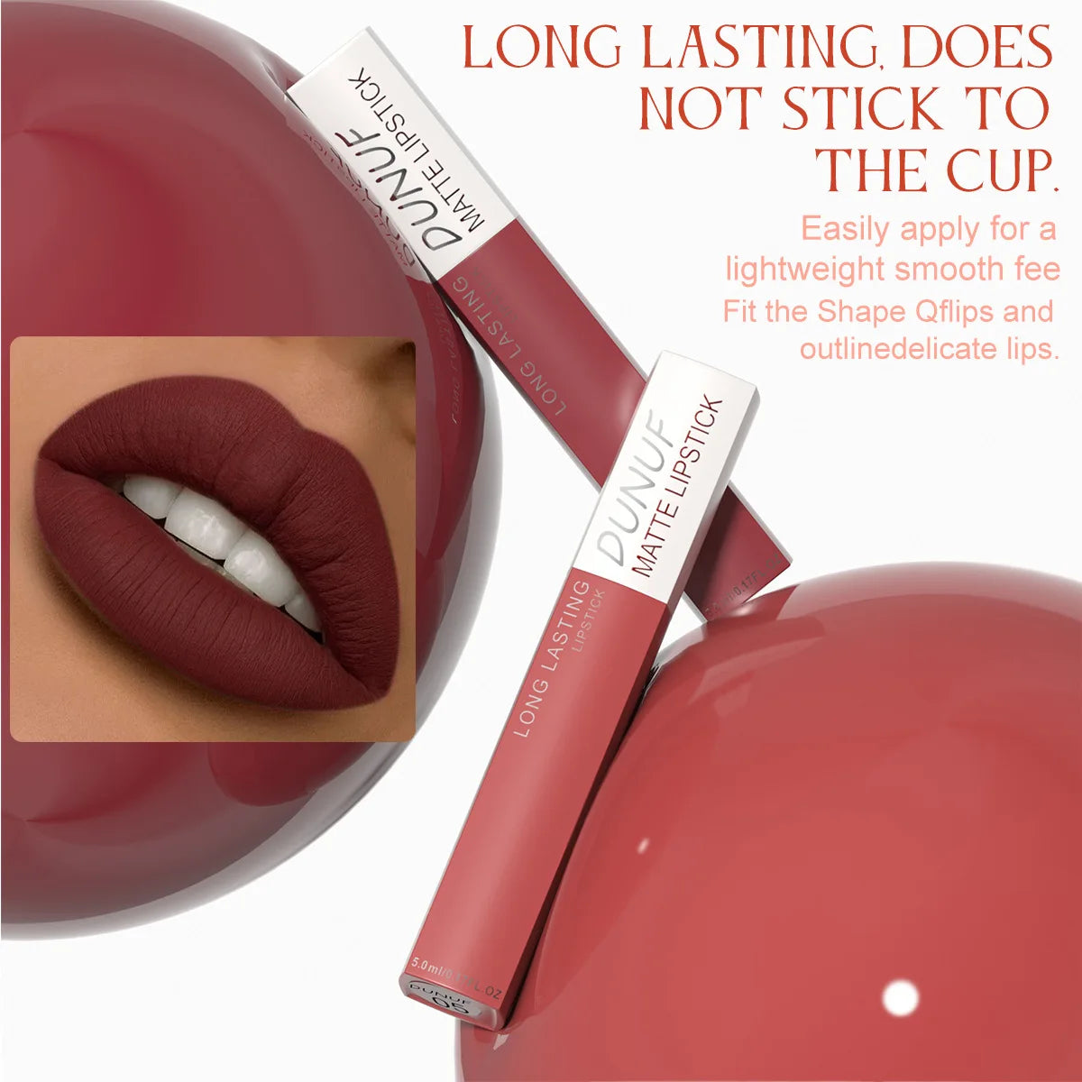 8PCS Long Lasting Matte Lipstick Set Waterproof Non Sticky Lip Glaze Never Fade Non Transfer Lipgloss