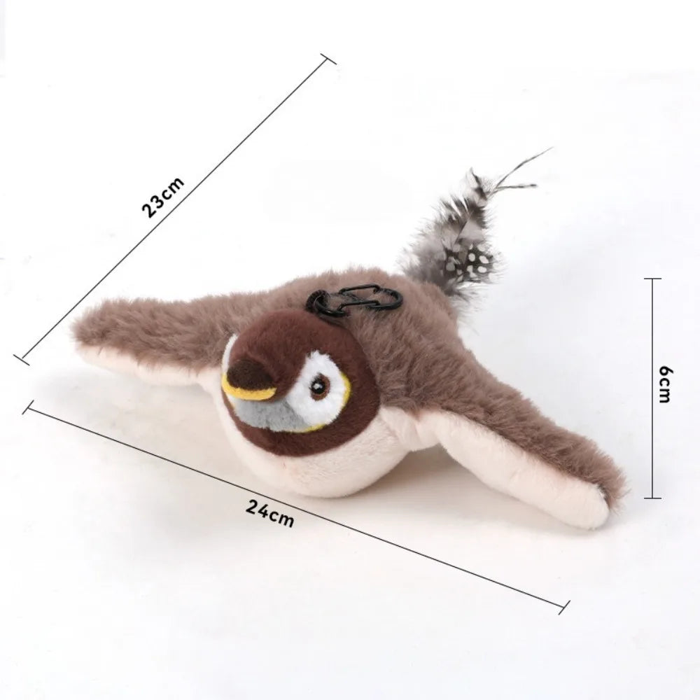 Simulated Bird Cat Toy Touch Sensitive Plush Toy Rechargeable Chirping Flapping Bird Cat Toy Touch Squeak Bird Plush Toy