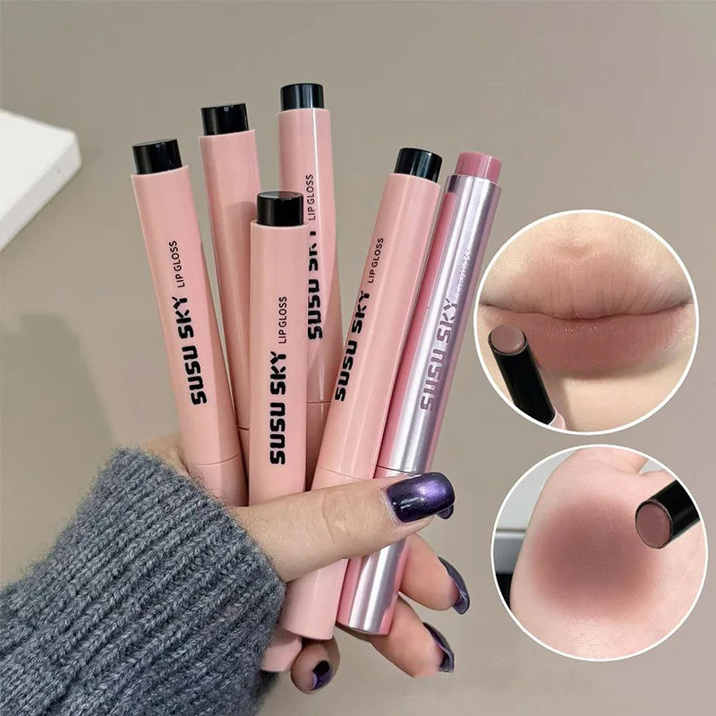 1Pc Moisturizing Velvet Matte Lipstick Hazelnut Mousse Long Waterproof Light Natural Warm Brown Red Toned Lip Tint Make Up Stain