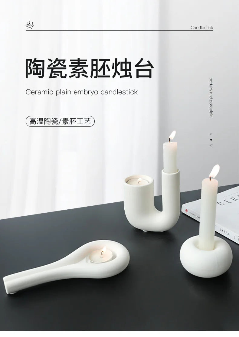 Nordic Ceramic Candlestick Holder White Candle Holders Candle Holder Wedding Table Living Room Home Ornament Decoration
