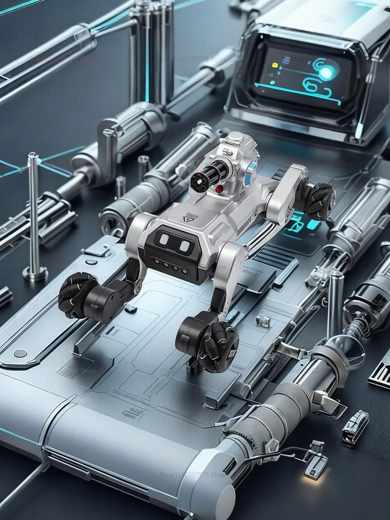 2025 New 2.4G Remote Control Robot Dog with Singing Dancing Follow Mode 360° Rotating launching Cannon Puppy Toys Gifts For Kid