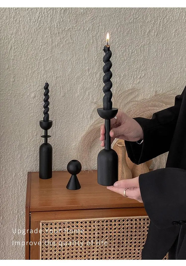 Black Wooden Candlestick Decorations
