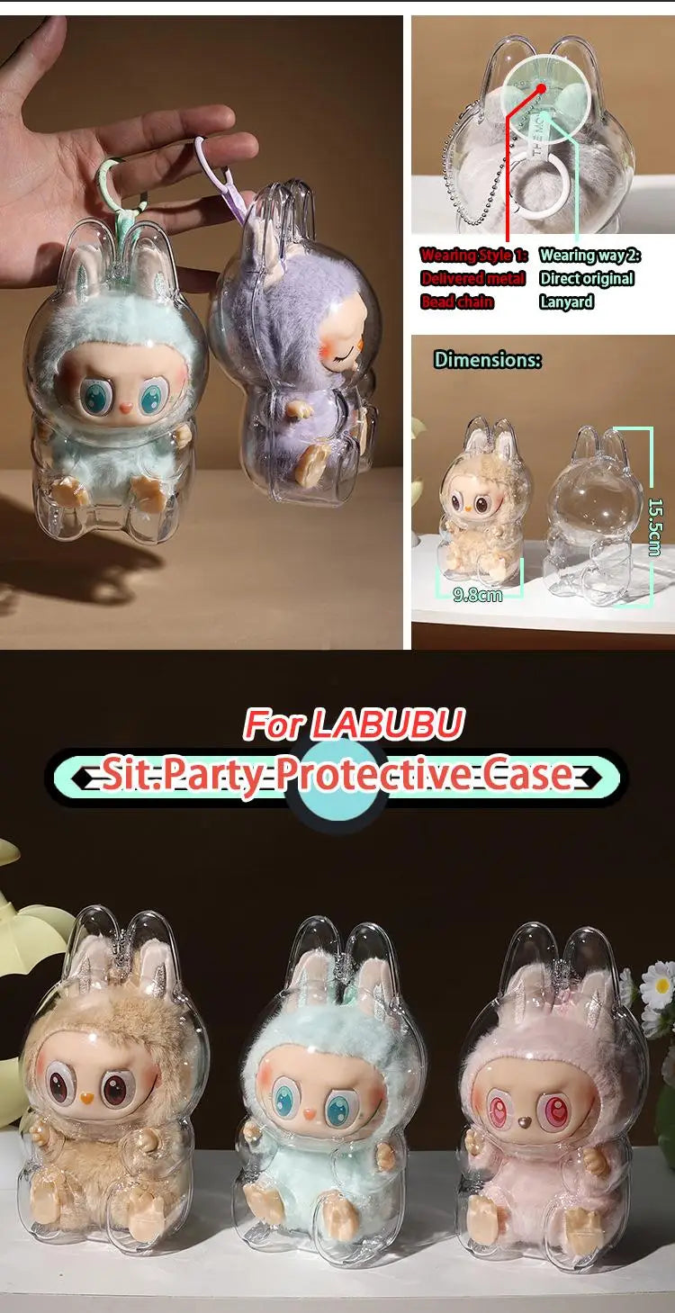 The Monsters Labubu Transparent Protective Case V1 and V2 Macaron Display Storage Organizer Box Labubus Accessories Gifts