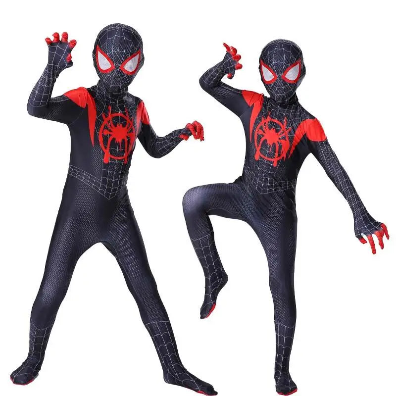 Superhero Spider Man Costume Jumpsuit Miles Spiderman Halloween Cosplay Costumes Bodysuit Head Cover Separation Party Set