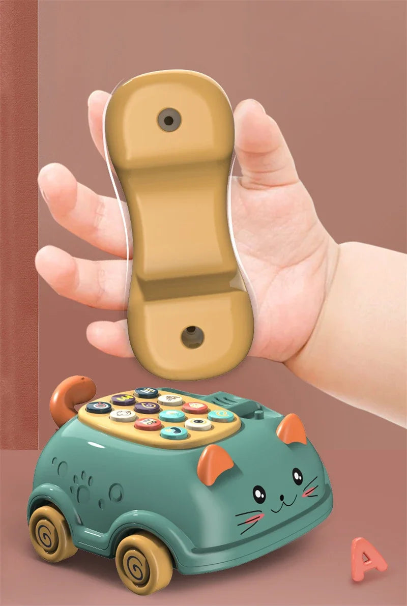 Baby 3-in-1 Musical Phone Toys Toddler Interactive Learning Toy with Lights Cat Telephone Story Early Education Montessori Gift