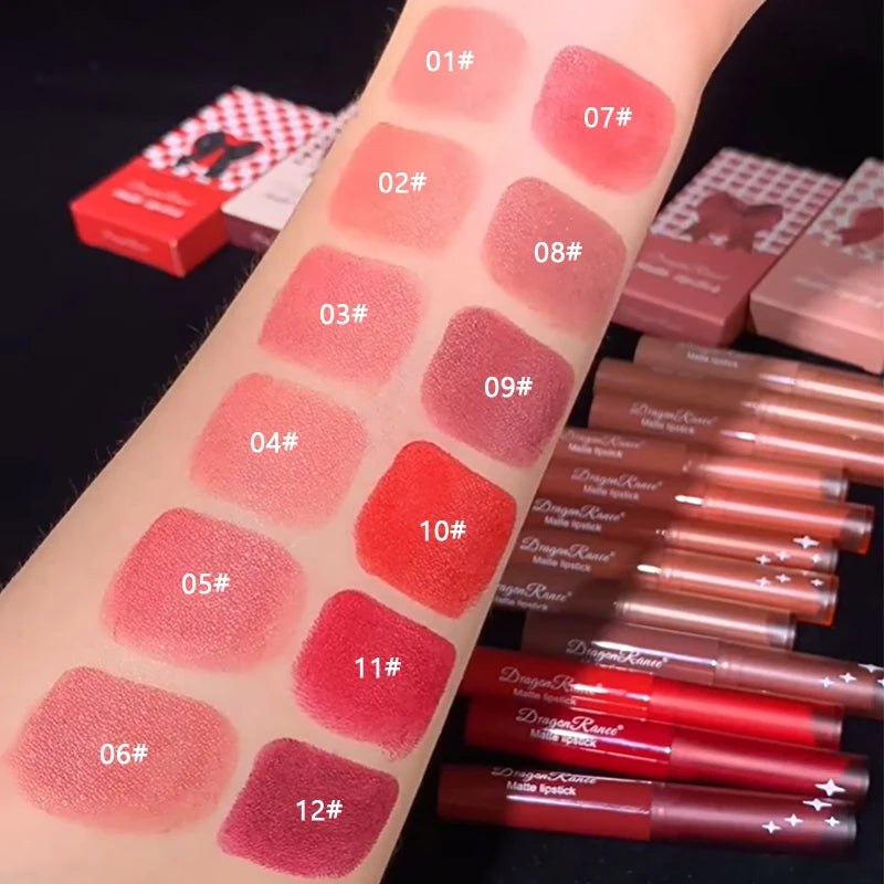 Nude Matte Lipstick Waterproof Nude Pink Lip Sticks Not Fading Sexy Red Velvet Lipsticks for Women Make Up Lasting Lip Cosmetics