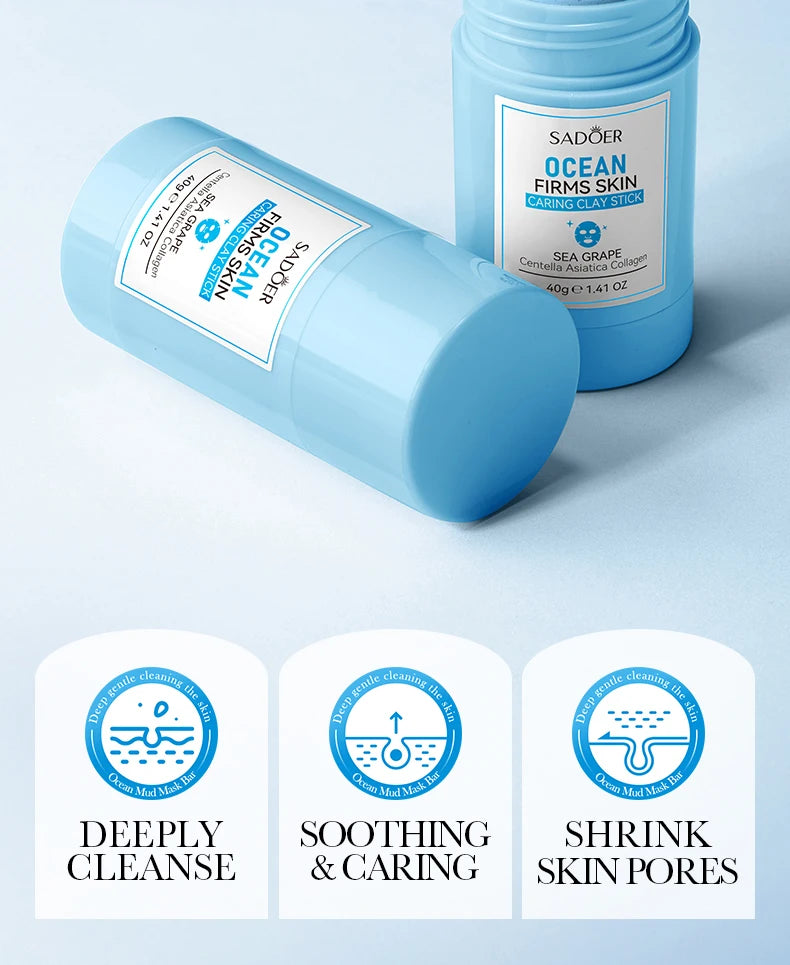 SADOER Green Tea Rose Face Masks Stick Clay Mask Shrink Pores Deep Blackhead Remover Facial Cleansing Moisturizing Facial Masks