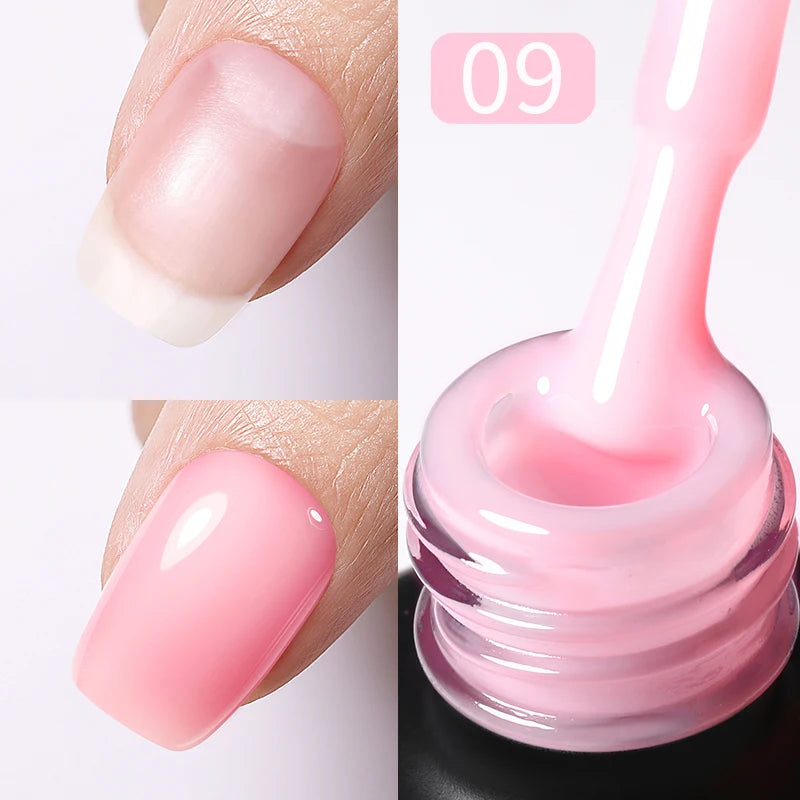 BORN PRETTY 15ml Milky Pink Rubber Base Gel Nail Polish Glitter Semi-Permanent Varnish Soak Off Self Leveling UV LED Polish