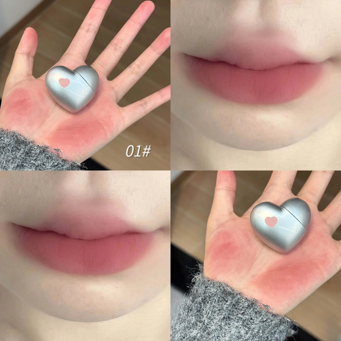 Black Silver Heart Lipstick Velvet Matte Lip Mud Clay Lip Gloss Liquid Lip Tint Cream Pigment Long Lasting Silky Lips Cosmetics