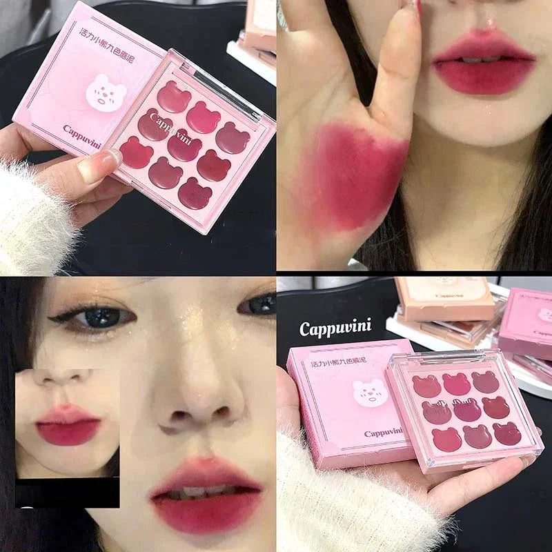 Purplish Orange Nine Colors Lip Mud Velvet Matte Lipstick Makeup Silky Mud Like Texture Lip Gloss Lips Cheeks Dual-use Cosmetics